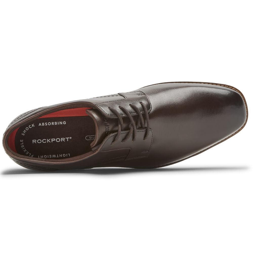 Zapatos Con Cordones Rockport Hombre Mexico - Slayter Plain Toe Shoe Marrom Oscuro - AHULZ1784